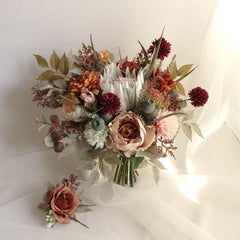 Blush Cream Rust Burgundy Native King Protea Bouquet