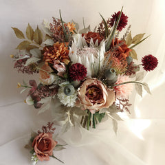Blush Cream Rust Burgundy Native King Protea Bouquet