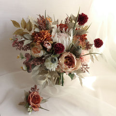 Blush Cream Rust Burgundy Native King Protea Bouquet