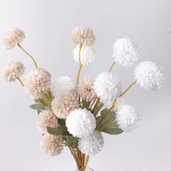 Artificial white champgne pompom spray
