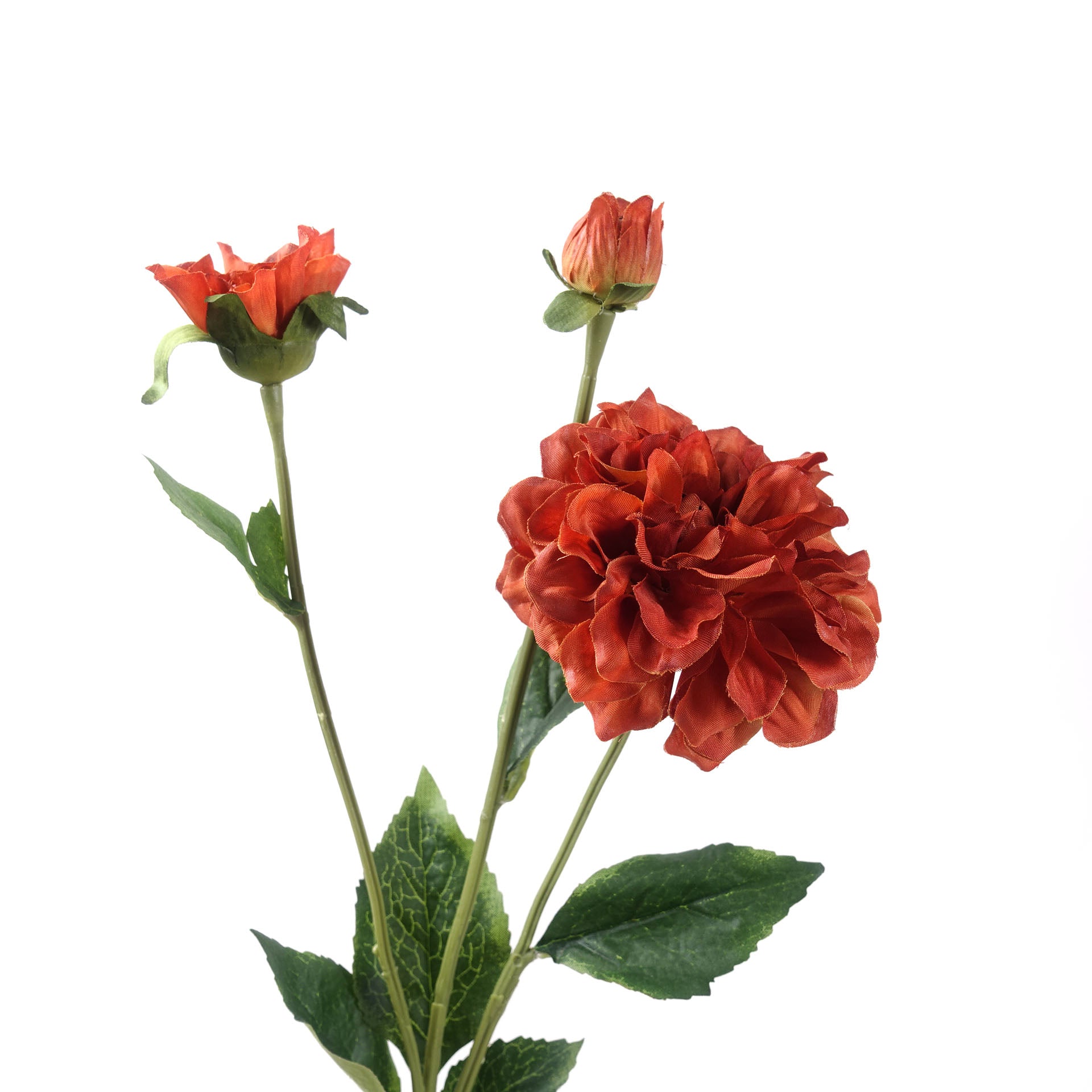 3 Heads Artificial Dahlia Stem Burgundy