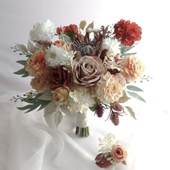 Rust Mauve Dusty Peach Protea Rose Bouquet