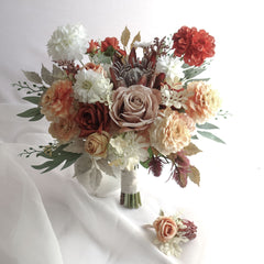 Rust Mauve Dusty Peach Protea Rose Bouquet