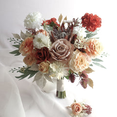 Rust Mauve Dusty Peach Protea Rose Bouquet