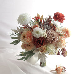Rust Mauve Dusty Peach Protea Rose Bouquet