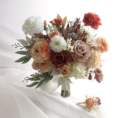 Rust Mauve Dusty Peach Protea Rose Bouquet