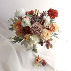 Rust Mauve Dusty Peach Protea Rose Bouquet