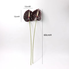 2pcs Anthurium Stem Burgundy 60cmH