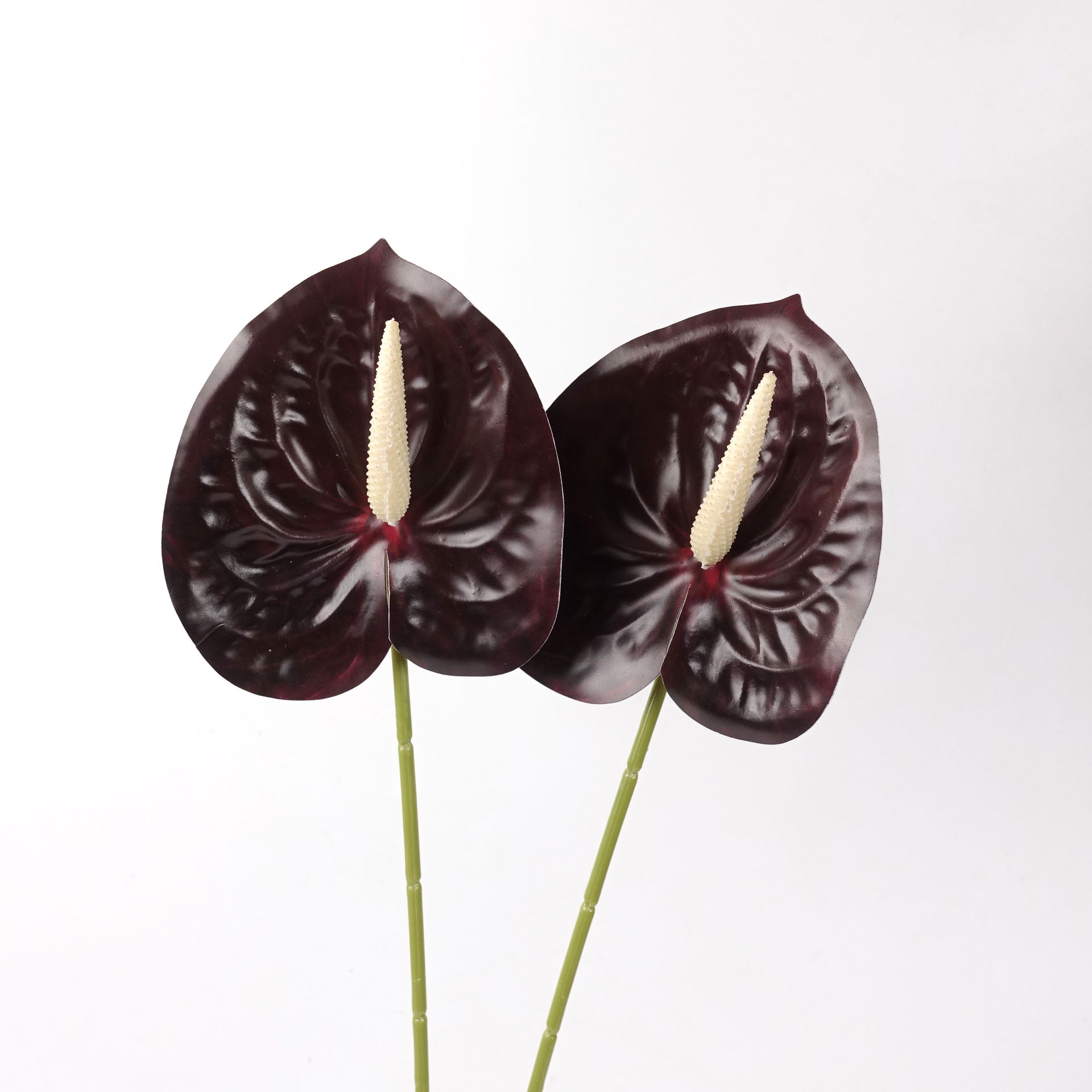 artificial 2pcs Anthurium Stem Burgundy 60cmH