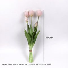 5 Stems Real Touch Tulip Bunch 40cmH