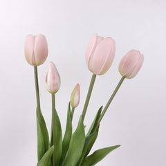 artificial faux 5 Stems Real Touch Tulip Bunch 40cmH