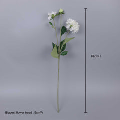 3 Heads Artificial Dahlia Stem 67cmH