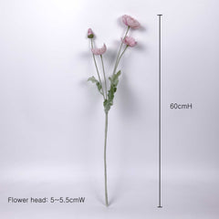 Artificial Poppy Flower Stem 60cmH