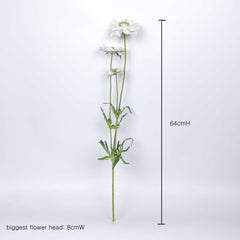 3 Heads Scabiosa Spray 64cmH