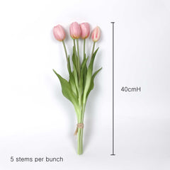 5 Stems Real Touch Tulip Bunch 40cmH