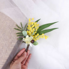 Native Wattle Wedding Buttonhole Boutonniere