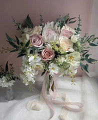 Native King Protea Rose Bouquet and Matching Boutonniere