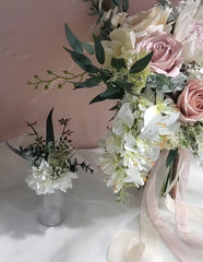 Native King Protea Rose Bouquet and Matching Boutonniere