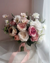 Pastel Pink White Rose Bouquet 40cmW x 45cmH