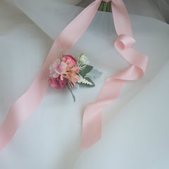 Pastel Pink White Rose Bouquet 40cmW x 45cmH