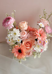 Peach Pink Rose Ranunculus Bouquet 35cmW