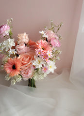 Peach Pink Rose Ranunculus Bouquet 35cmW