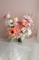 Peach Pink Rose Ranunculus Bouquet 35cmW