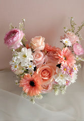 Peach Pink Rose Ranunculus Bouquet 35cmW