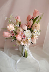 Pink Tulip Rose Bouquet 30cmW