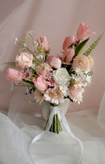 Pink Tulip Rose Bouquet 30cmW