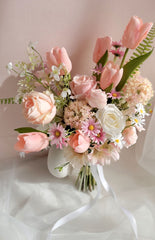 Pink Tulip Rose Bouquet 30cmW