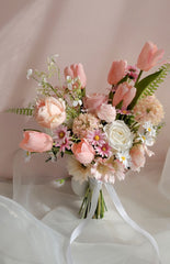 Pink Tulip Rose Bouquet 30cmW