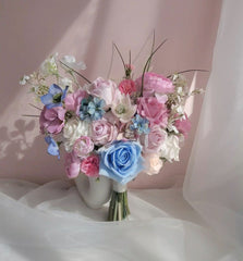 Pastel Pink Blue Rose Bouquet 35cmW