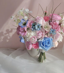 Pastel Pink Blue Rose Bouquet 35cmW