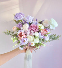 Pastel Purple Pink White Rose Ranunculus Wedding Bouquet
