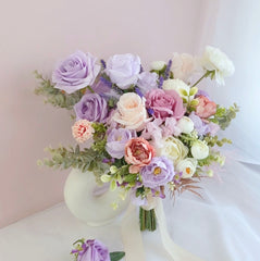 Pastel Purple Pink White Rose Ranunculus Wedding Bouquet