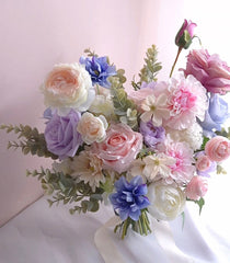 Pastel Pink Blue Purple White Rose Ranunculus Wedding Bouquet