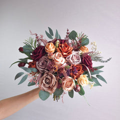 Rust Burgundy Mauve Dusty Pink Rose Wedding Bouquet