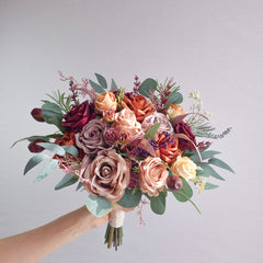 Rust Burgundy Mauve Dusty Pink Rose Wedding Bouquet