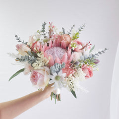 Blush Pink King Protea Flannel Native Bouquet