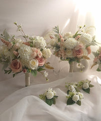 White Blush Rose Dahlia Wedding Bouquet