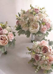 White Blush Rose Peony Bouquet