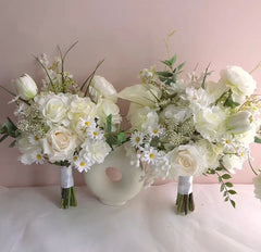 White Rose Calla Lily Wedding Bouquet