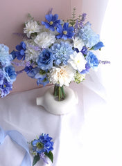 Dahlia Peony Blue Bouquet 36cmW x 45cmH
