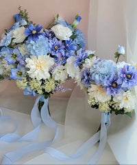 Dahlia Peony Blue Bouquet 36cmW x 45cmH