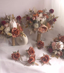 Blush Cream Rust Burgundy Native King Protea Bouquet