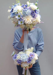 Dahlia Peony Blue Bouquet 36cmW x 45cmH