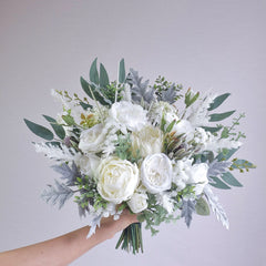 White Protea Rose Wedding Bouquet