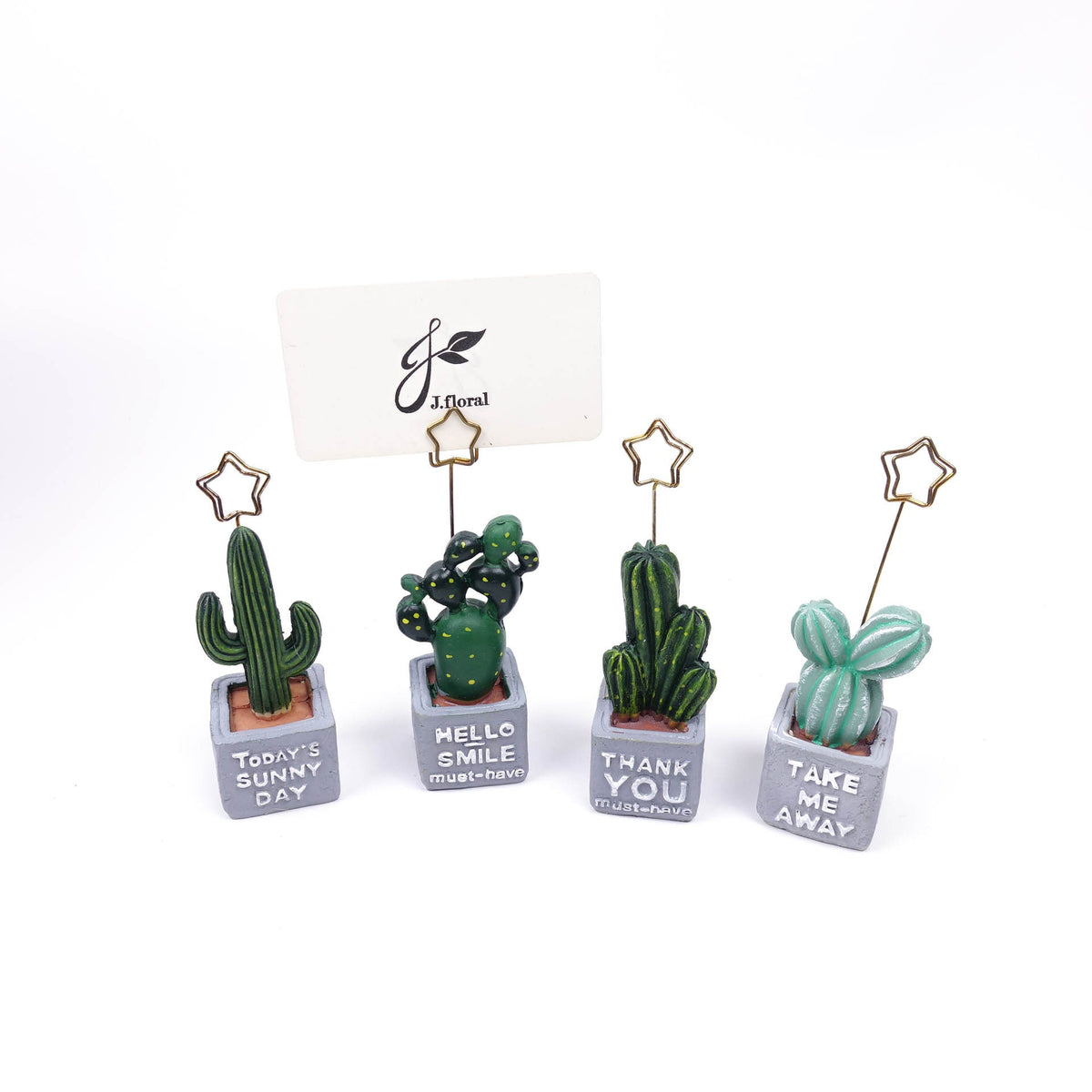 Set of 4 Cactus Place Card Holder