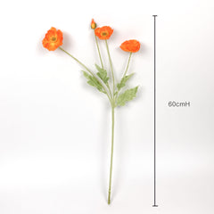 Artificial Poppy Flower Stem 60cmH